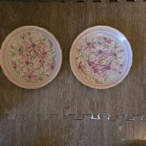 Elegant Pink and White Floral Wall Decor Plates
